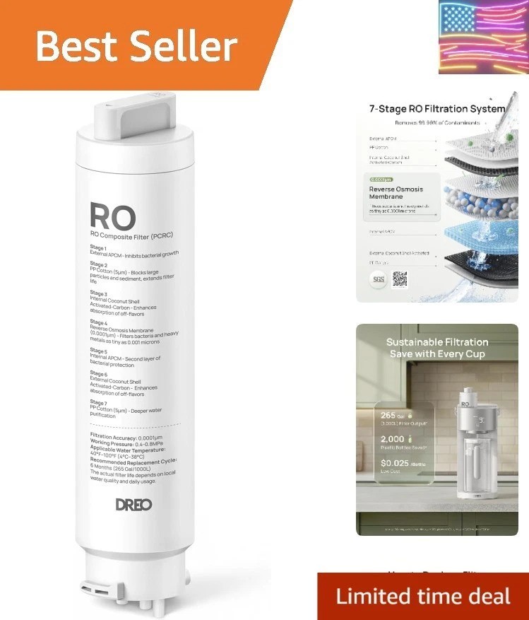 7-in-1 Reverse Osmosis Filter, Replacement for RO Water Filter 112 & 113 & 11…