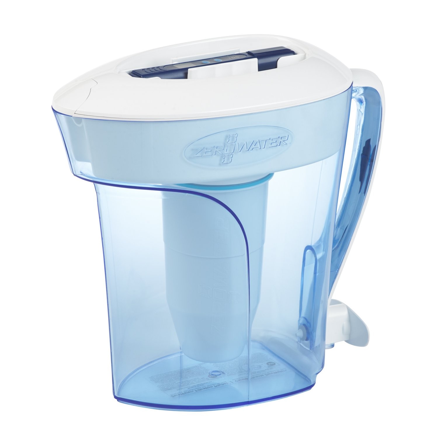 ZeroWater 10-Cup Ready-Pour 5-Stage Water 10 Cup Pitcher, Blue and White