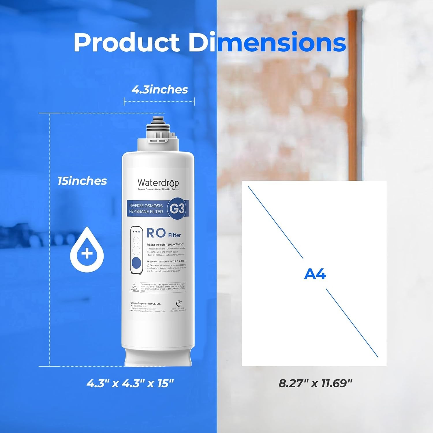 Waterdrop WD-G3-N2RO Filter, Replacement for WD-G3-W Reverse Osmosis System