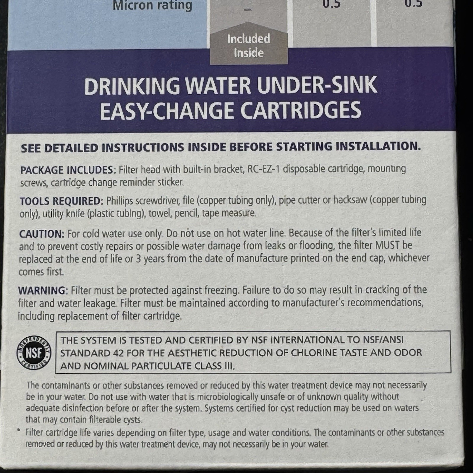 Culligan IC-EZ-1 Basic Filtration Icemaker and Refrigerator Filter Genuine New