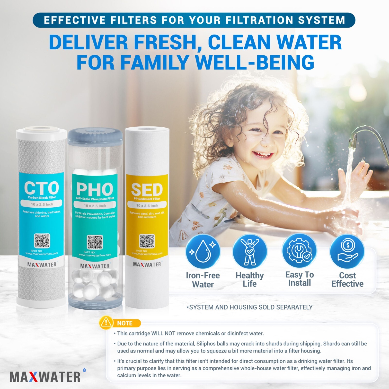 Max Water Whole House Anti-Scale Water Filter Replacement kit w/ Sediment & CTO