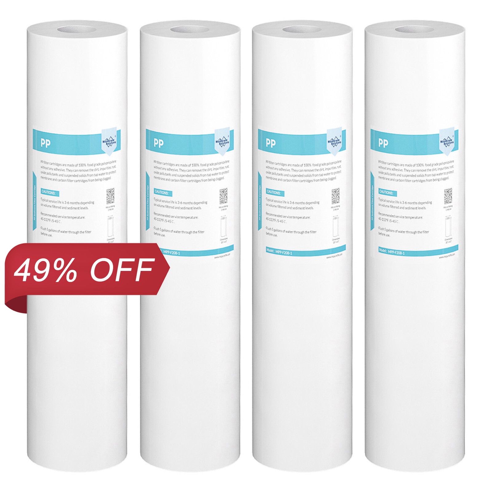 1-4Pack 1/5 Micron 20×4.5″ Melt-Blown Big Blue Sediment Water Filter Whole House