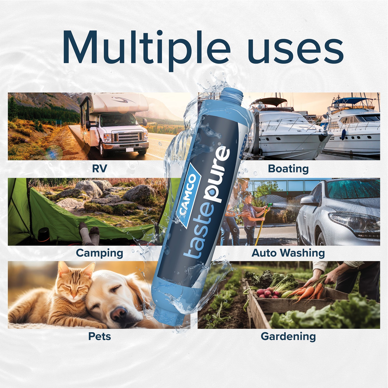 Camco TastePURE 20 Micron Camper RV Water Filter w/GAC & KDF Filtration (4-Pack)