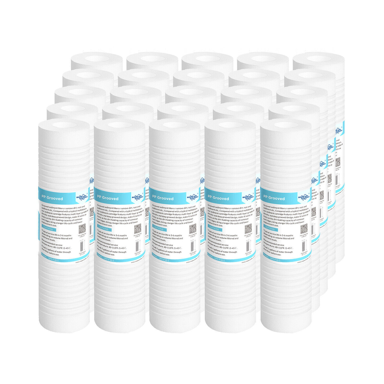 1-25PK 5 Micron 10″x2.5″ Grooved Sediment Water Filter Cartridge Whole House RO