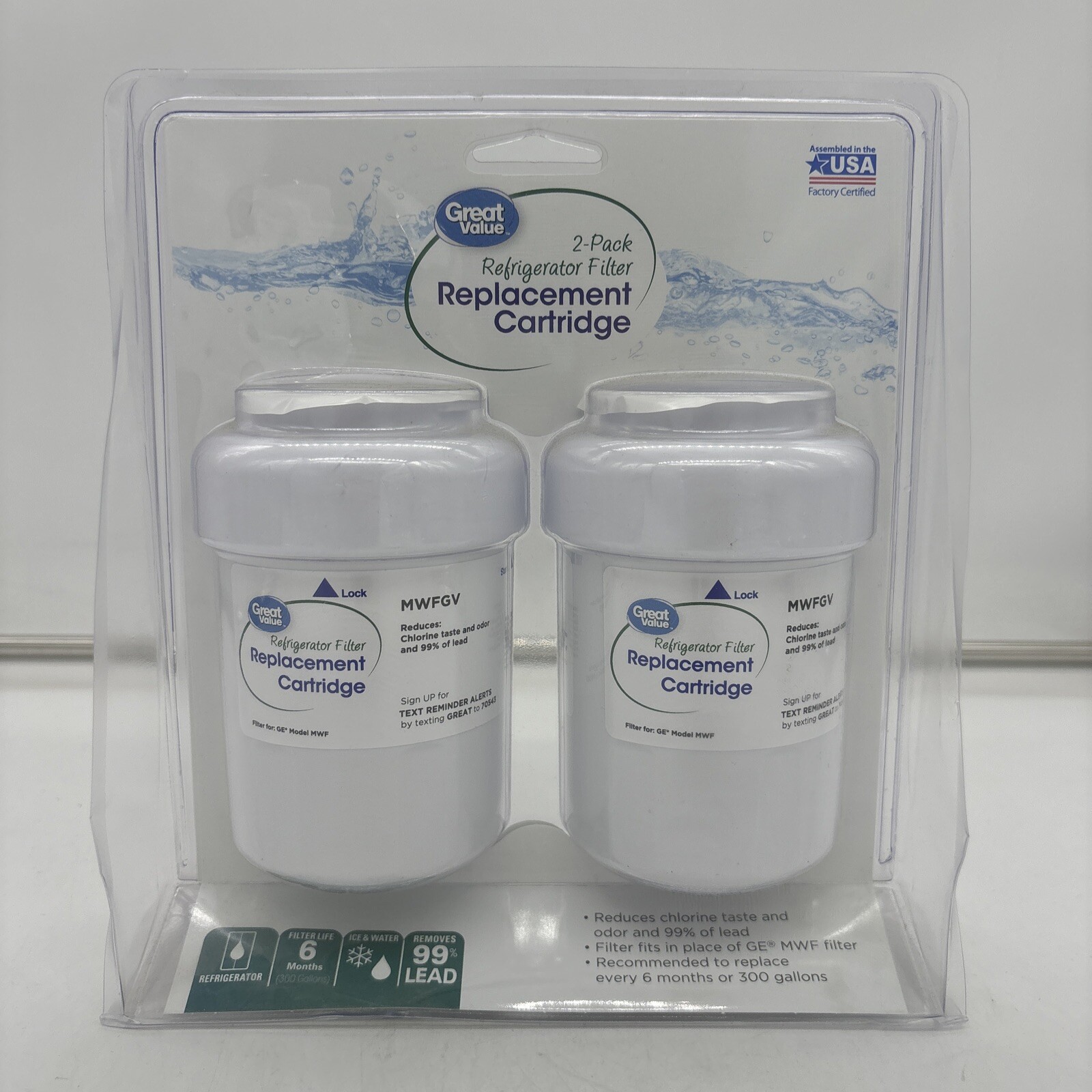Great Value GV2PKMWF-MWFGV Water Filter Replacement Cartridges RM-24 (2 PACK)