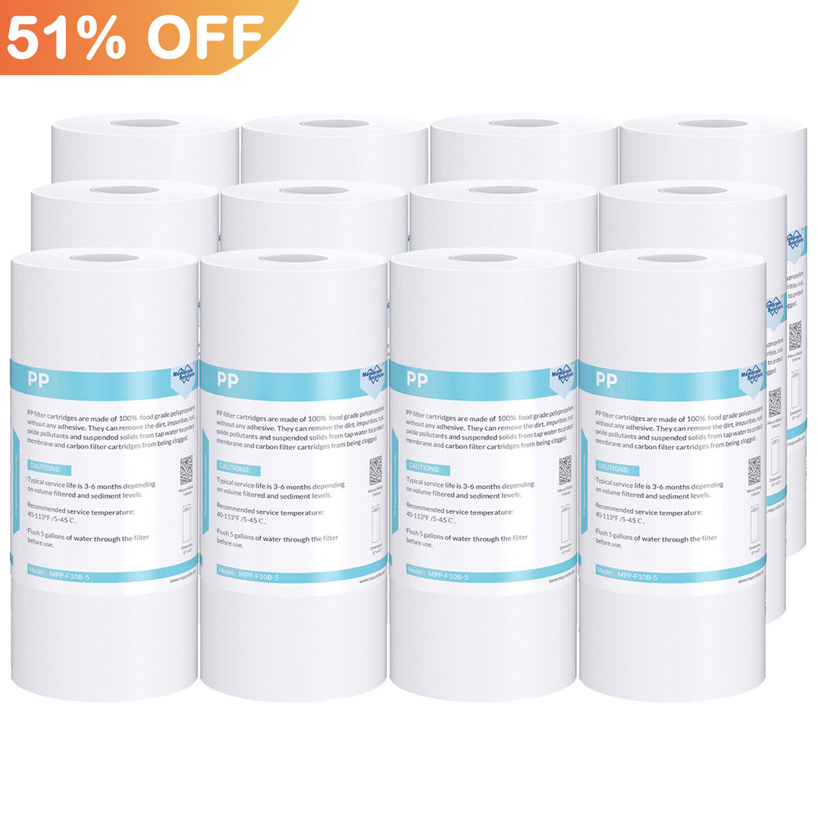5 Micron 10″ x 4.5″ Whole House Sediment Water Filter For Big Blue GE GXWH40L RO