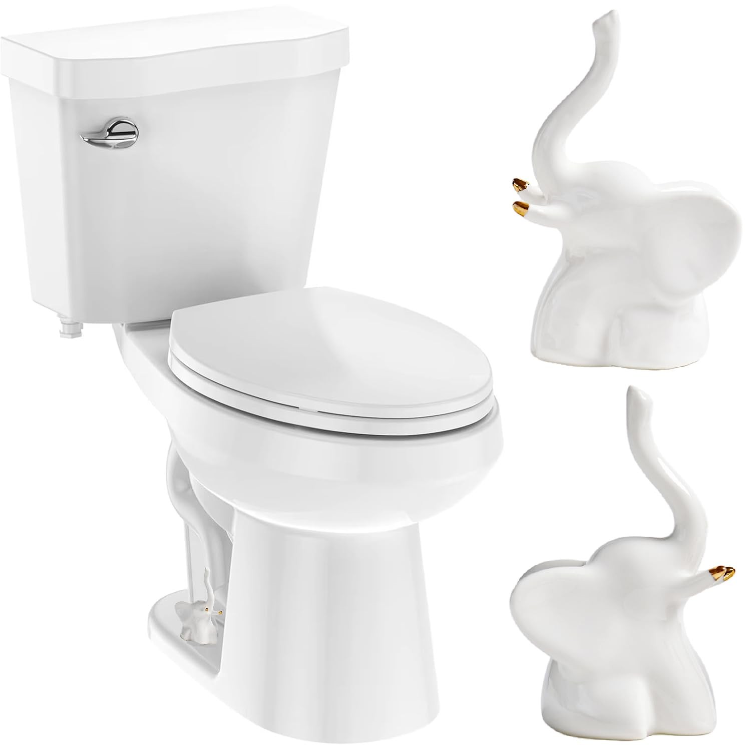 2Pcs White Elephant Toilet Bolt Covers Decorative, Christmas White Elephant G…