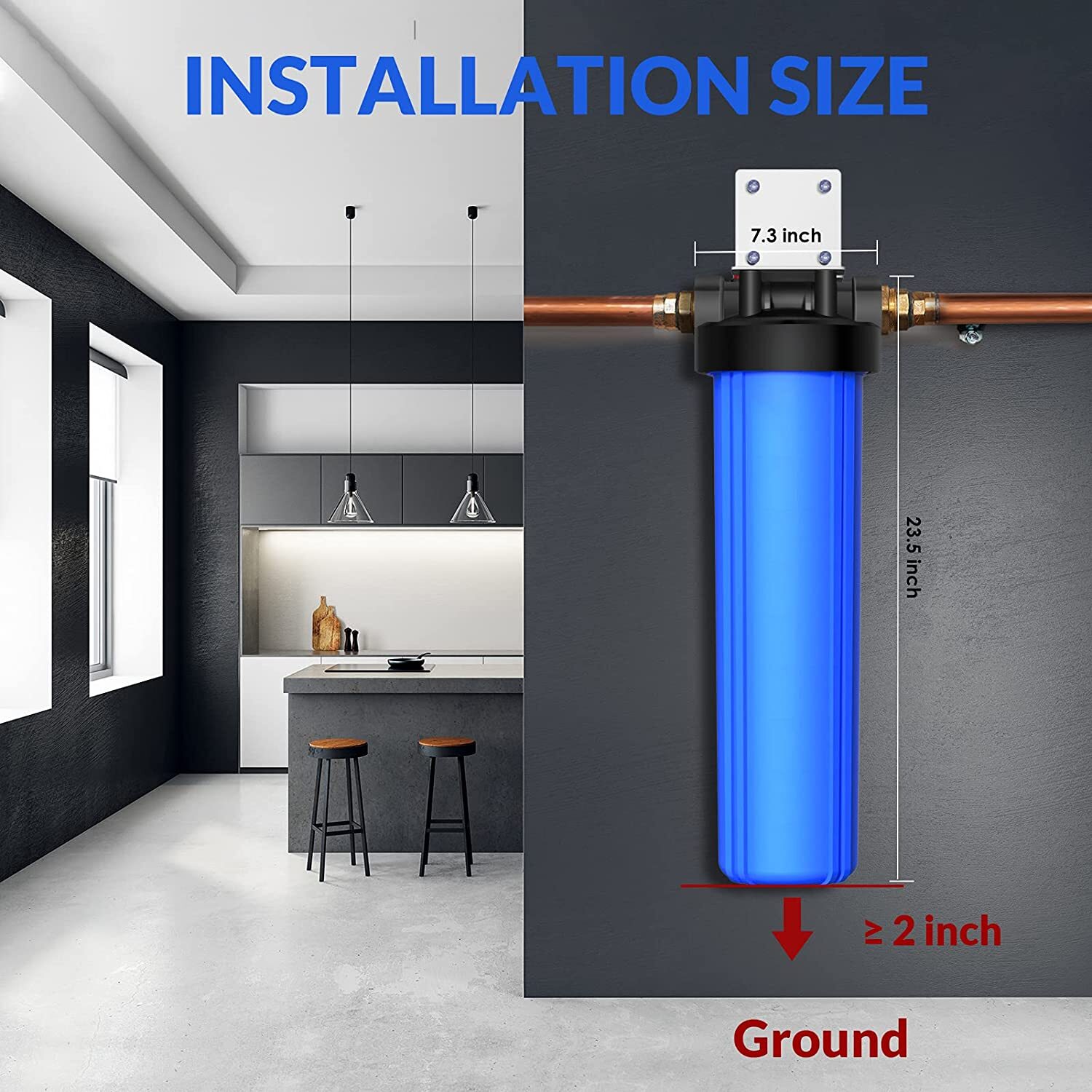20″ x 4.5″ Big Blue Whole House Water Filter Housing Filtration System Cartridge