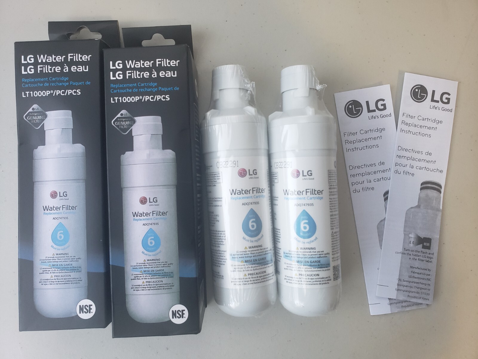Genuine LG LT1000P2 2 Pack Refrigerator Replacement Cartridge Water Filter, New