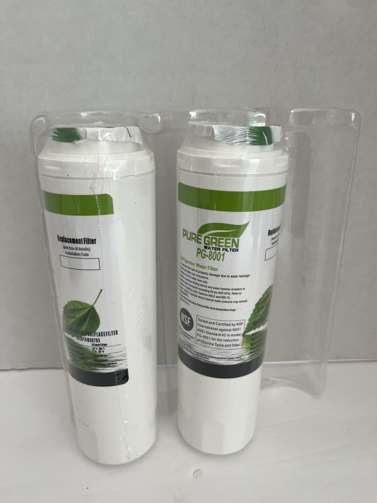 Pure Green Refrigerator Water Filter Lot of Two PG-8001 Maytage Kenmore