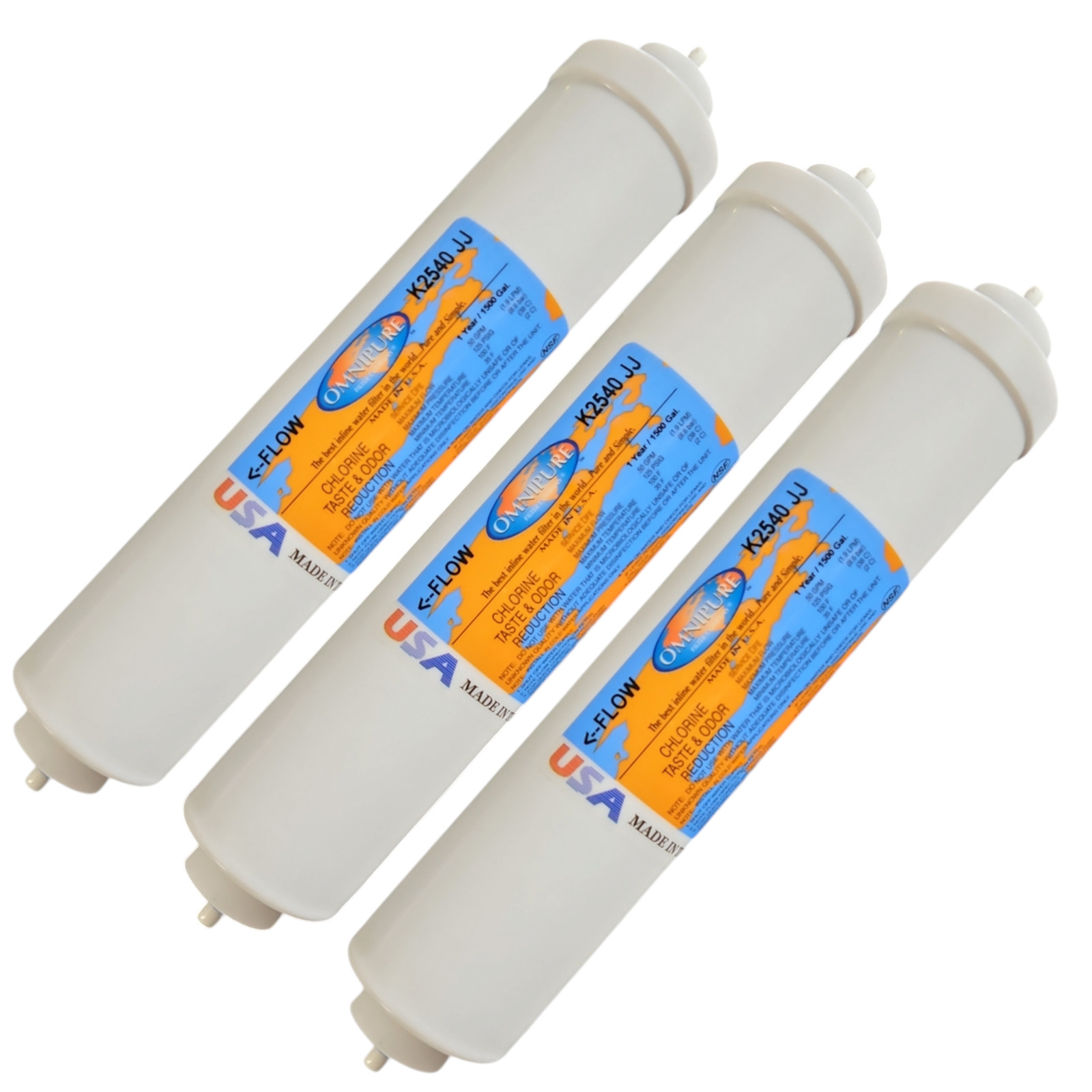 Omnipure K2540-JJ Carbon filter for Chlorine and Taste 10″x 2″ for 1/4″ QC 3-PK