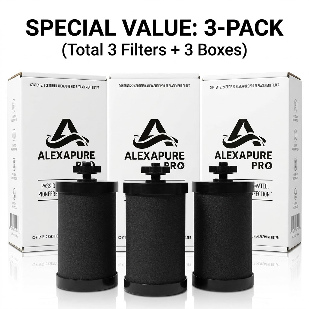 3 Pack Alexapure PRO 2387 Replacement Water Filter 1 Filter Pack Black