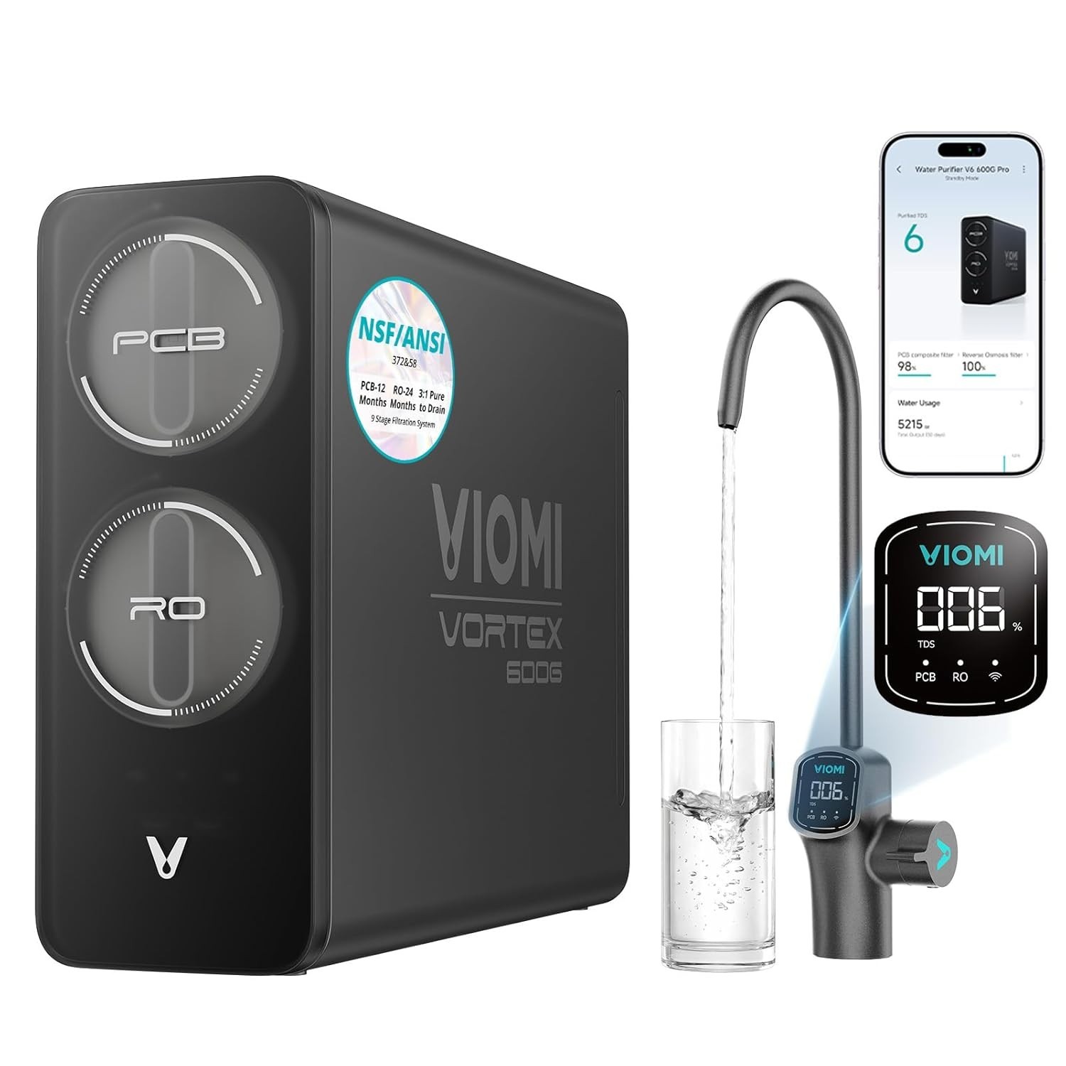 V6 PRO 9-stage Reverse Osmosis System, 600 GPD RO Tankless Water Filter System