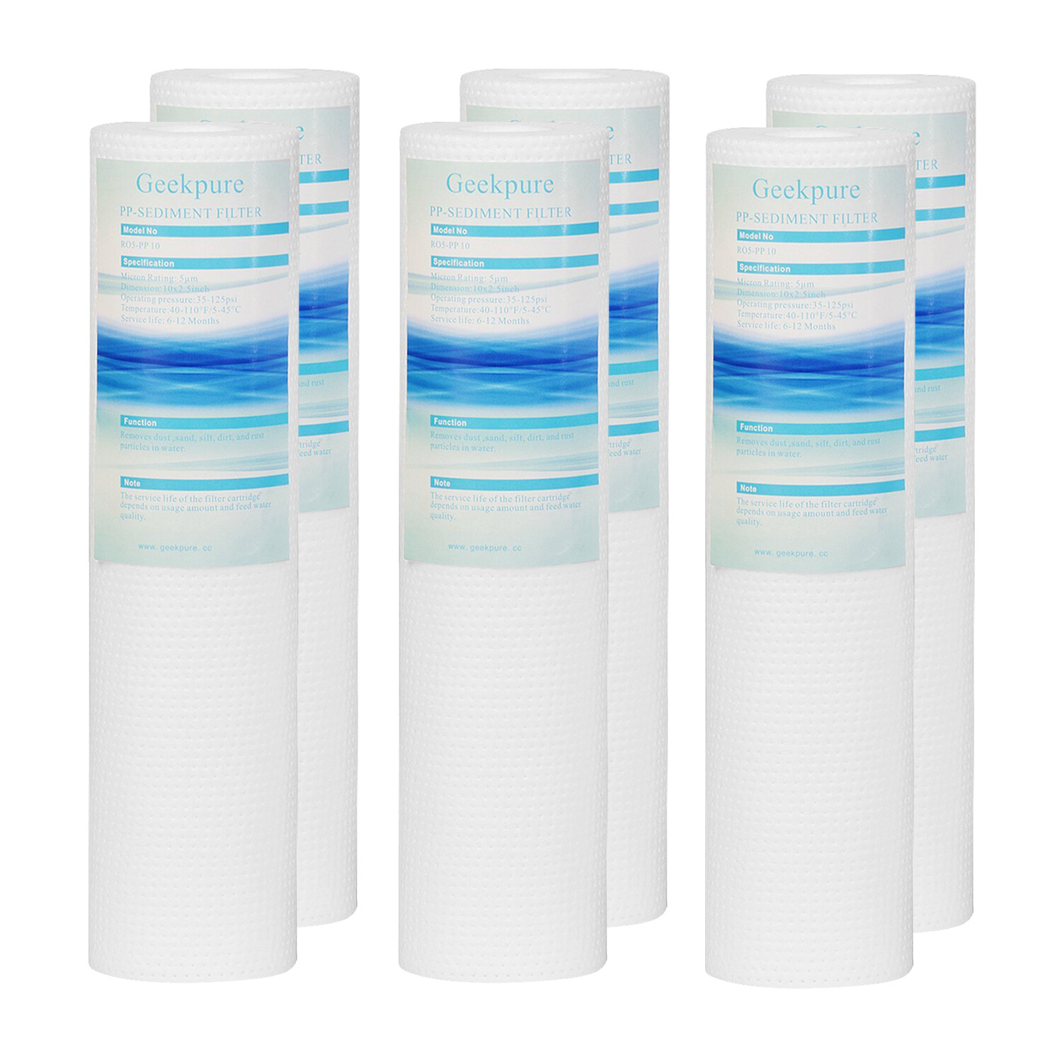 Geekpure Whole House Water Filter Housing and Filters 3/4″NPT Fit 10″ x 2.5