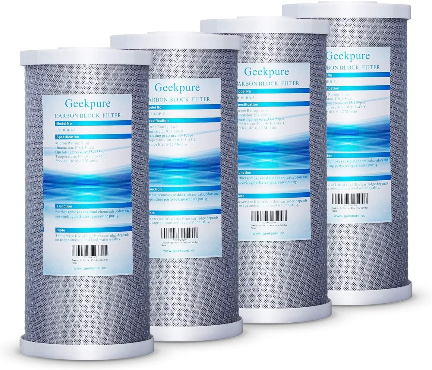 Geekpure Whole House Carbon Block Replacement Water Filters 5 Mic 4.5×10 Pack 4