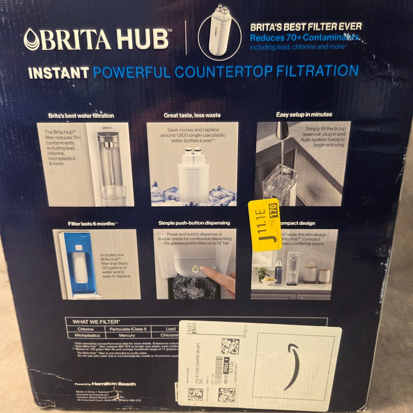 Brita Hub Instant Countertop Water Filtration System White 87344 Electric 9 Cup