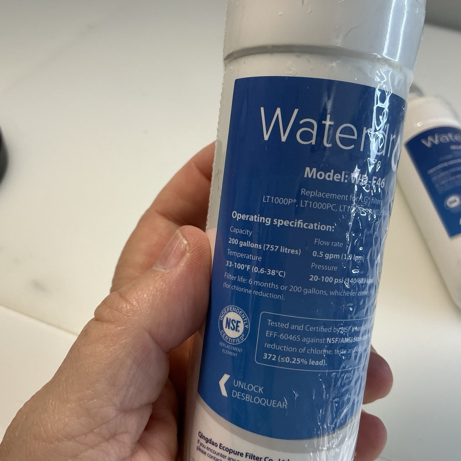Waterdrop WD-F46 Replacement Refrigerator Water Filter LG Filters New Sealed 2