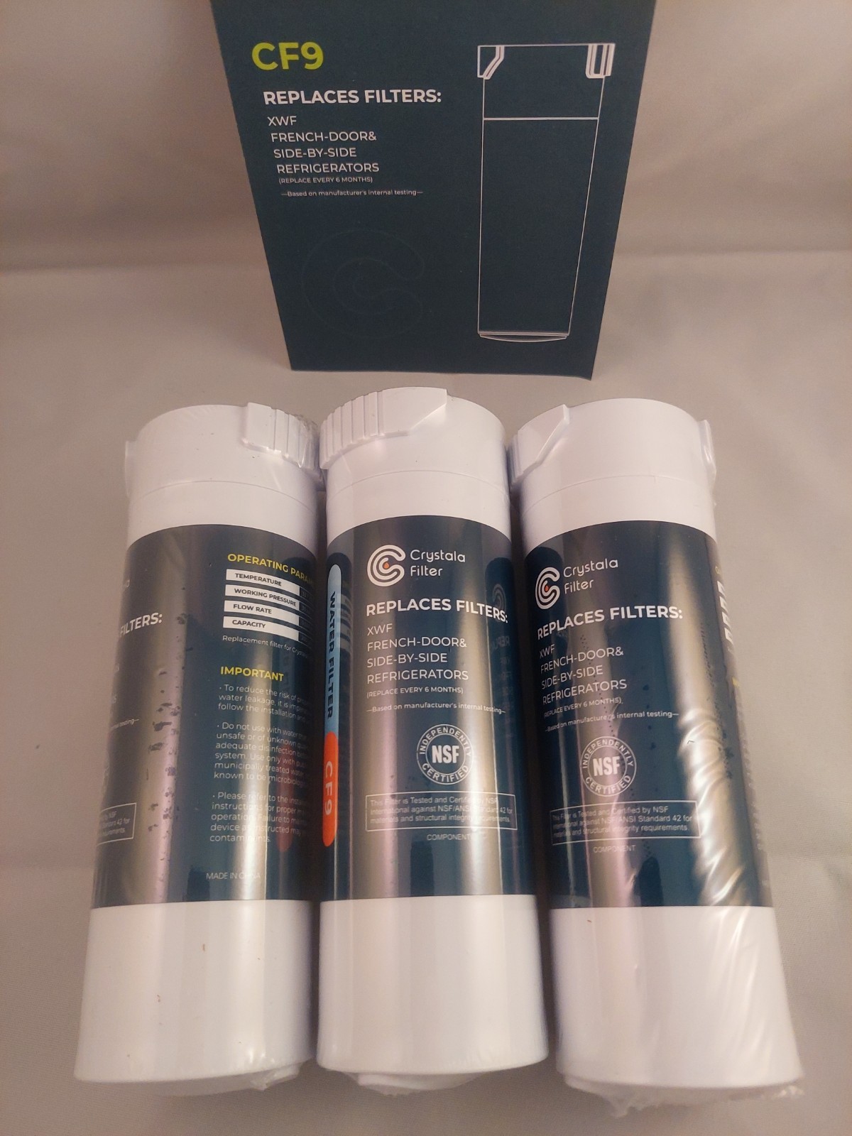 New Crystala Filters XWF Water Filter 3-Pack of CF9 In package (f-6)