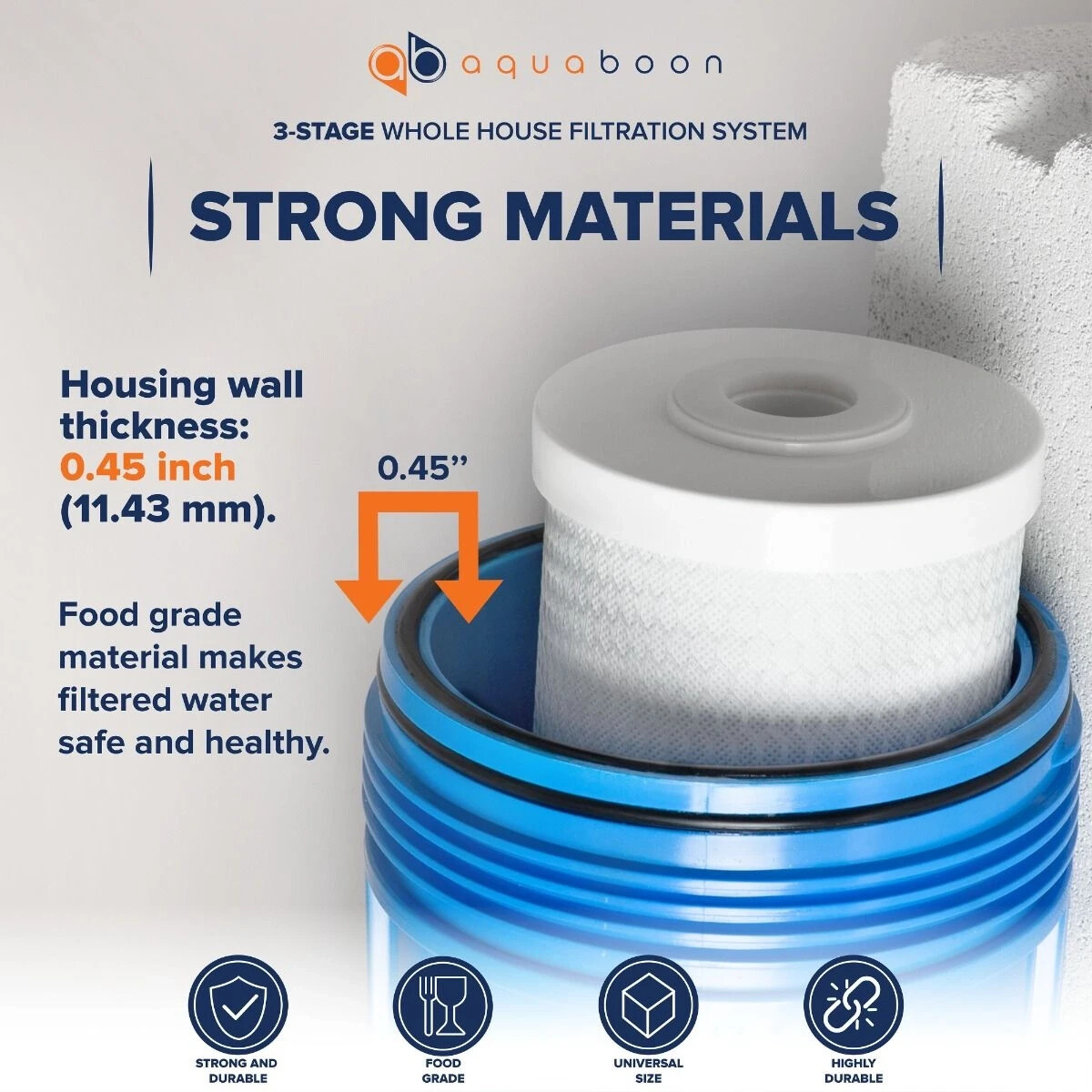 3-Stage Big Blue 20″ Whole House System 1″+Carbon,Sediment,String Wound Filters