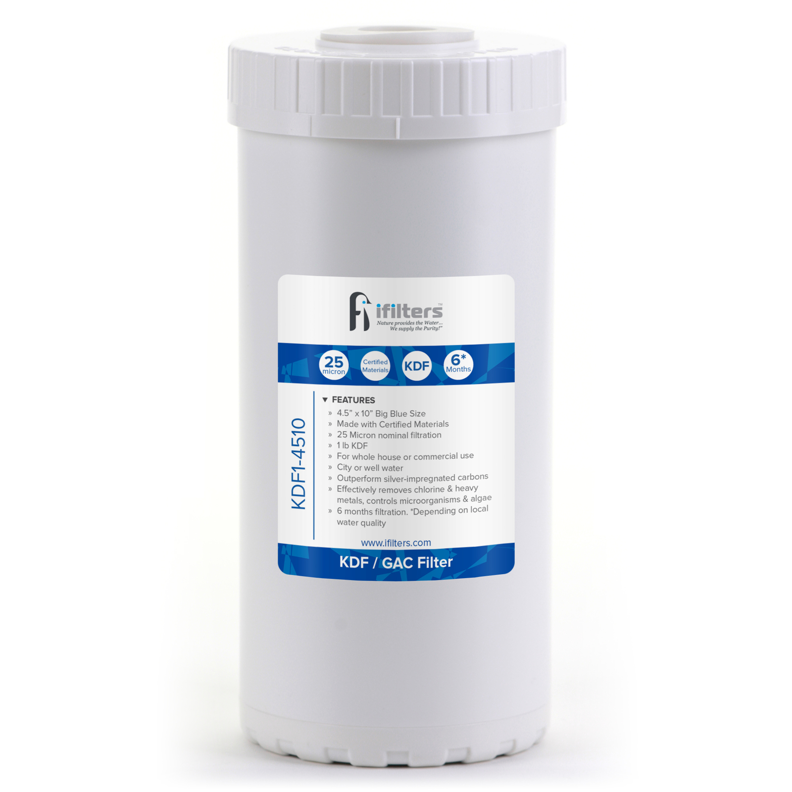 iFilters KDF and GAC Well or City Water Whole House Filtration 4.5″ x 10″