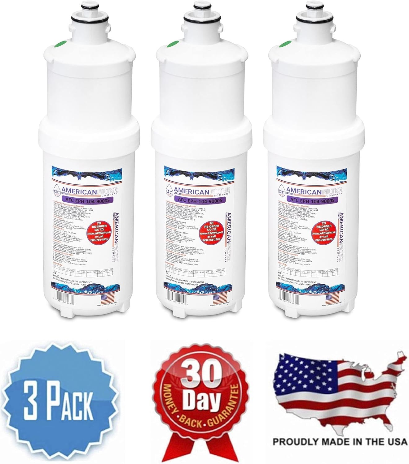 American Filter AFC-EPH-104-9000S Water Filters 3-Pack