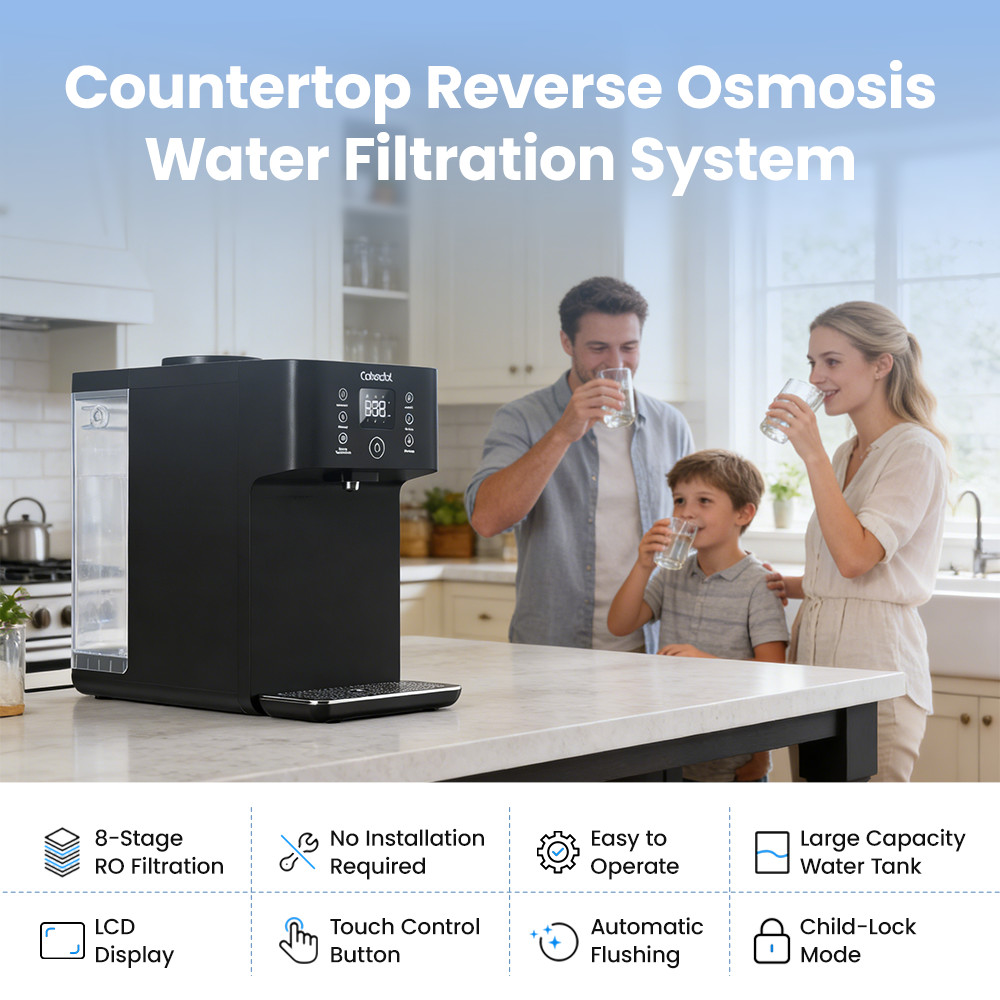 Cobectal Countertop Reverse Osmosis System 8 Stage 4:1 Pure to Drain Reduce TDS