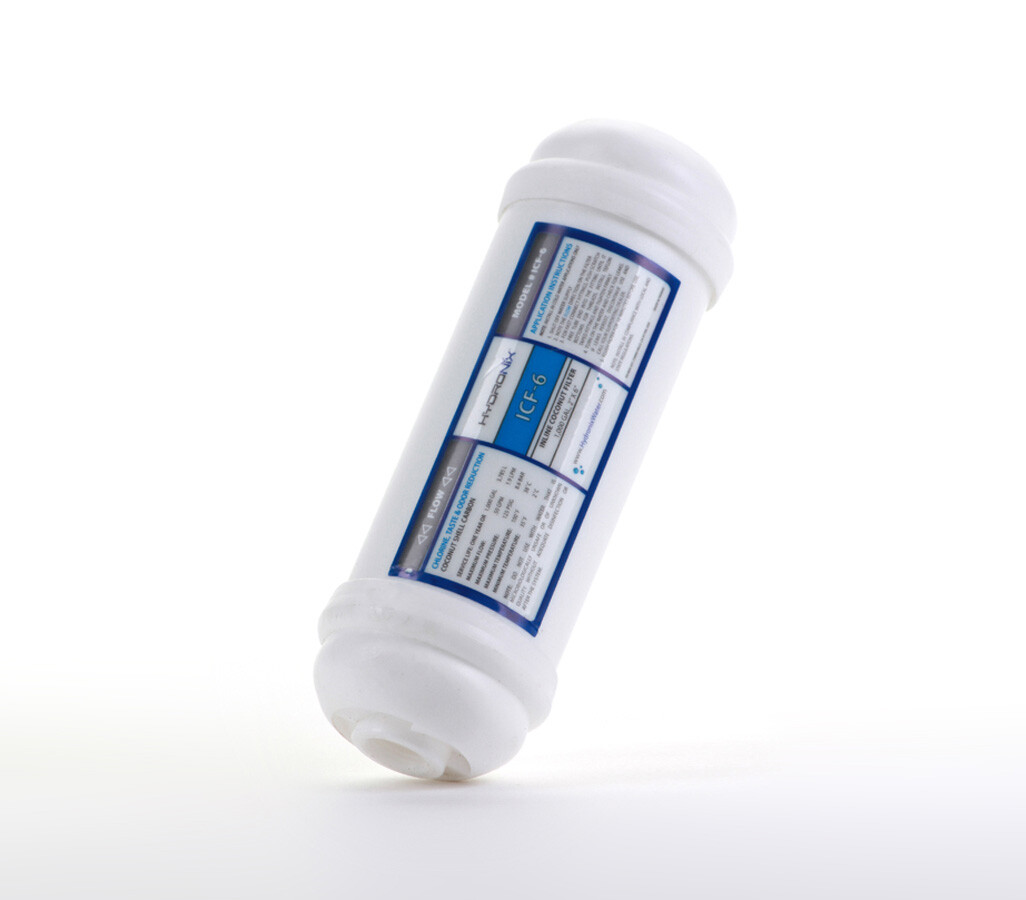 Inline RO Post Fridge Ice Coconut GAC Water Filter 6″, 1000 Gal, 1/4″ QC Ports