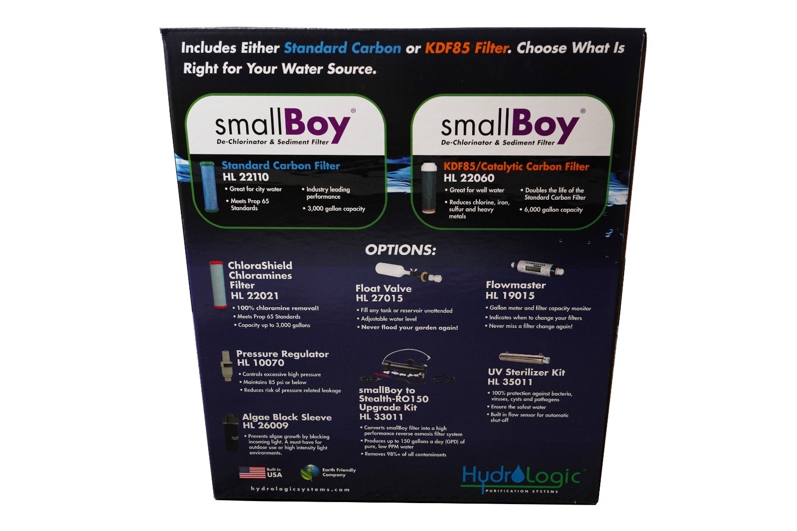 Hydro Logic Small Boy Water Filtration System De-Chlorinator Sediment Filter USA