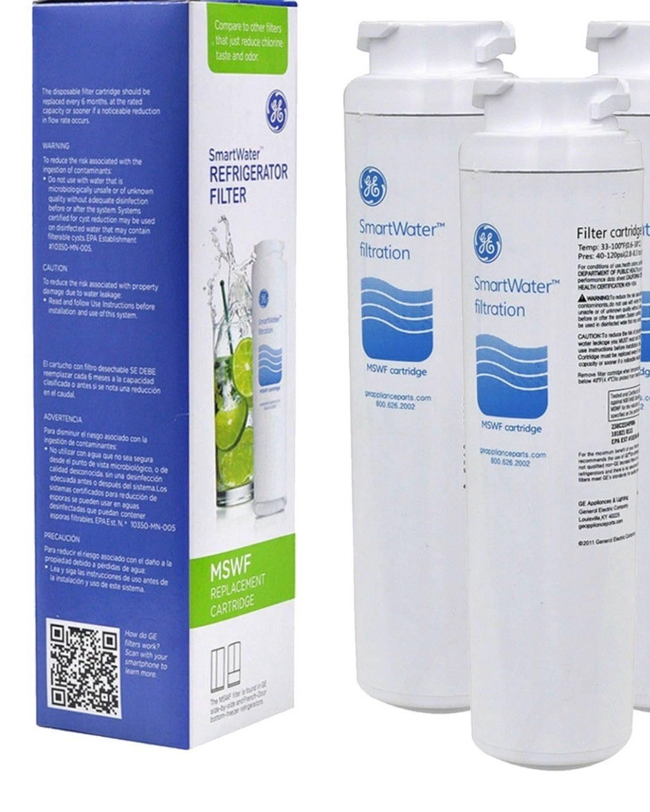 GE MSWF refrigerator water filter replacement SmartWater filter new – 2 PACK