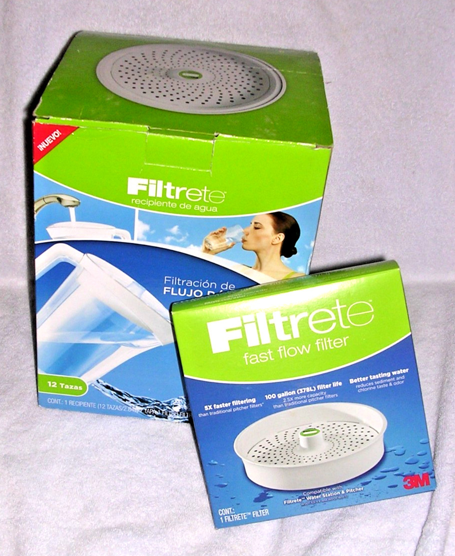 NEW Filtrete Water Pitcher 12 Cup Fast Flow 100 Gallon Fliter Life + Replacement