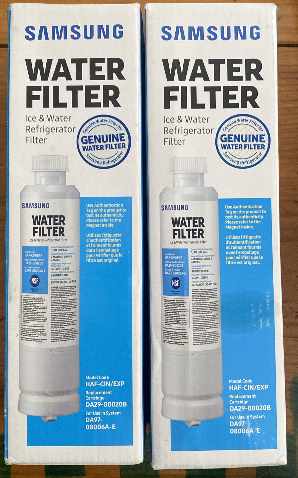 2 PACK Genuine Samsung DA29-00020B HAF-CIN/EXP Refrigerator Water Filter (New)