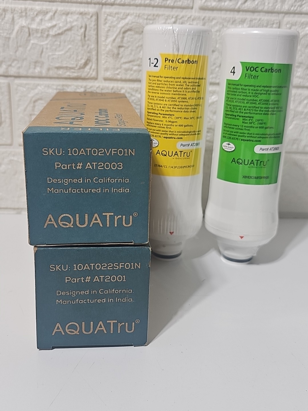 2 Aquatru Replacement water Filters Countertop Reverse Osmosis stages 1-2 And 4