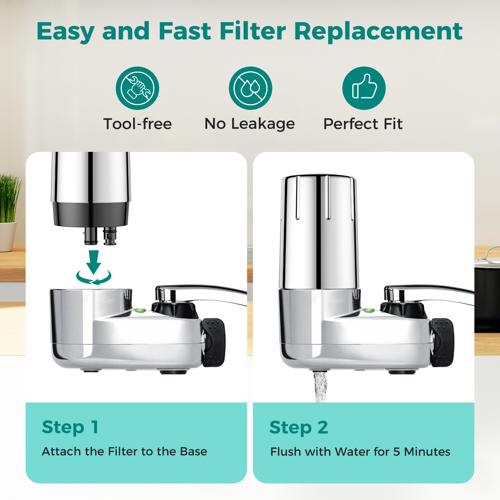 Fil-Fresh 2-PCS FR-200 Faucet Filter Replacement for Brita Tap Water Filtration