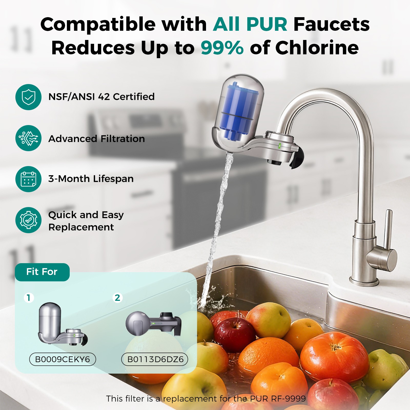 RF-9999 PFM400H Faucet Water Filter Replacement NSF Certified 2/3/4/6/8/12-Pack