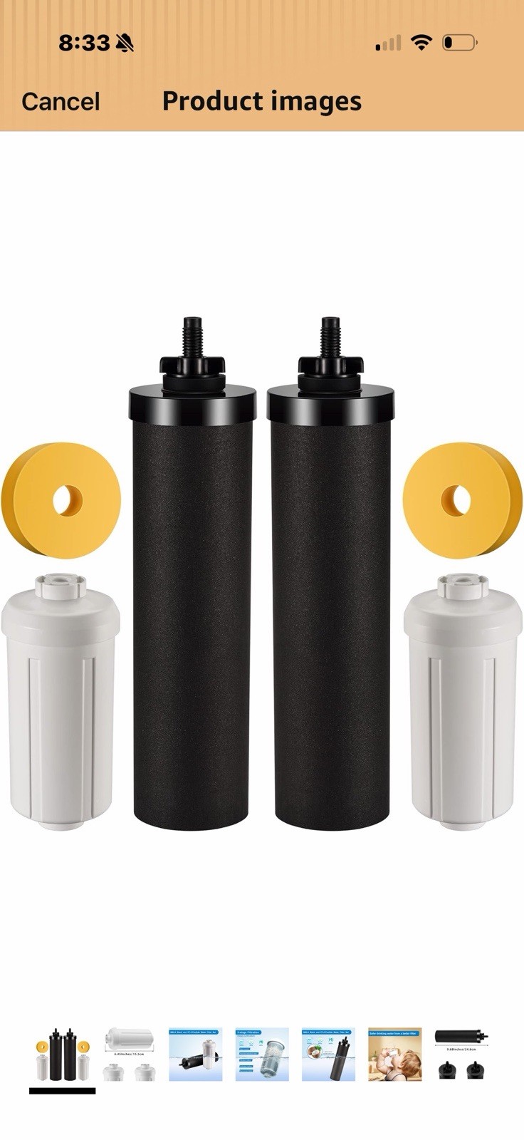 BB9-2 Black PF-2 Fluoride Water Filter Set 4 Pack, Plastic, Black/White, 6.45in