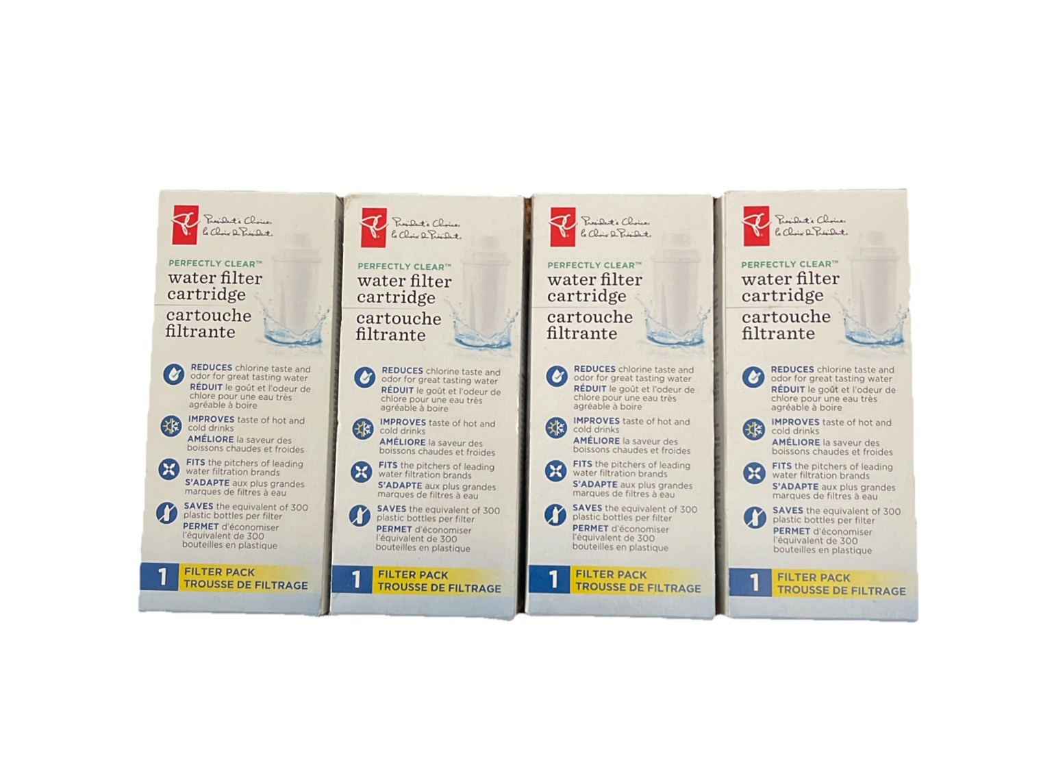 Perfectly Clear Water Pitcher Replacement Filters-Pack of 4.Reduces Chlorine New