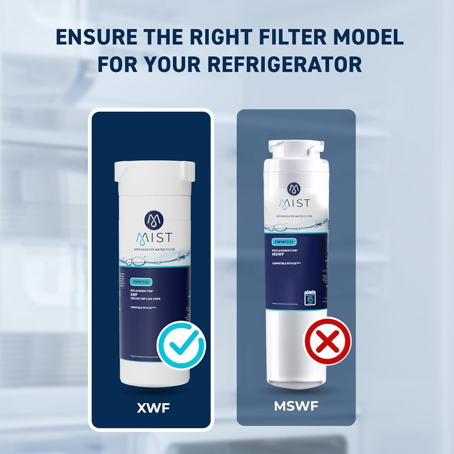 Carbon Fiber GE Refrigerator Water Filter Replacement – 6 Purity, 1 Pack