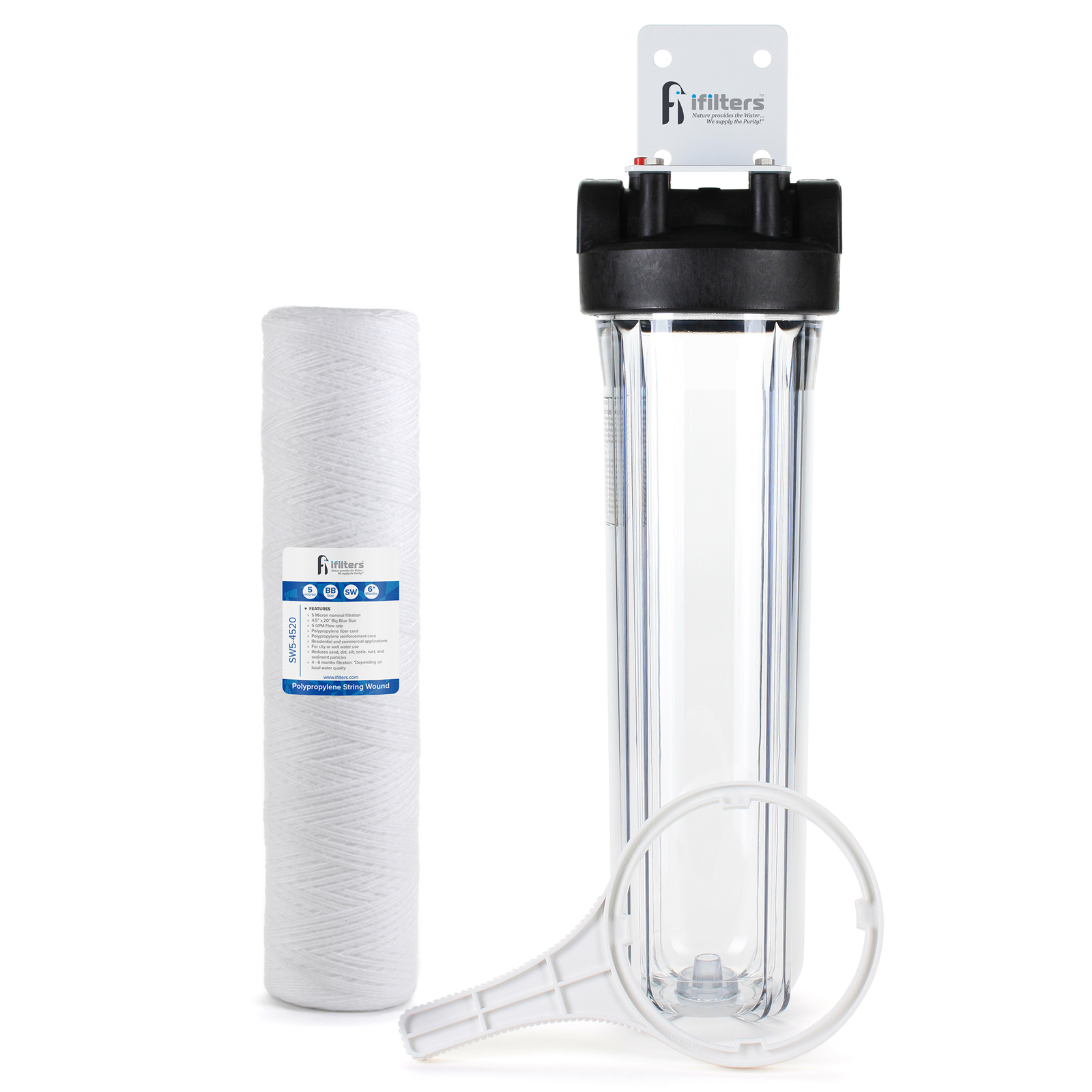 Whole House Sediment & Rust Complete Filtration System with Clear Housing 20″ –