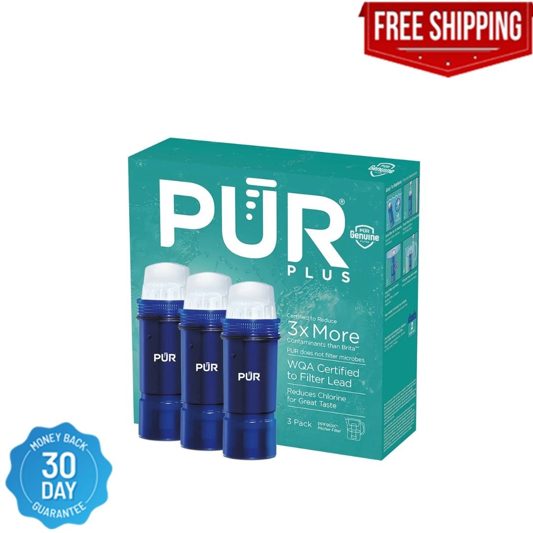 PUR PLUS 3 Count Water Filter Pitcher Replacement NSF Certified Lead Reduction