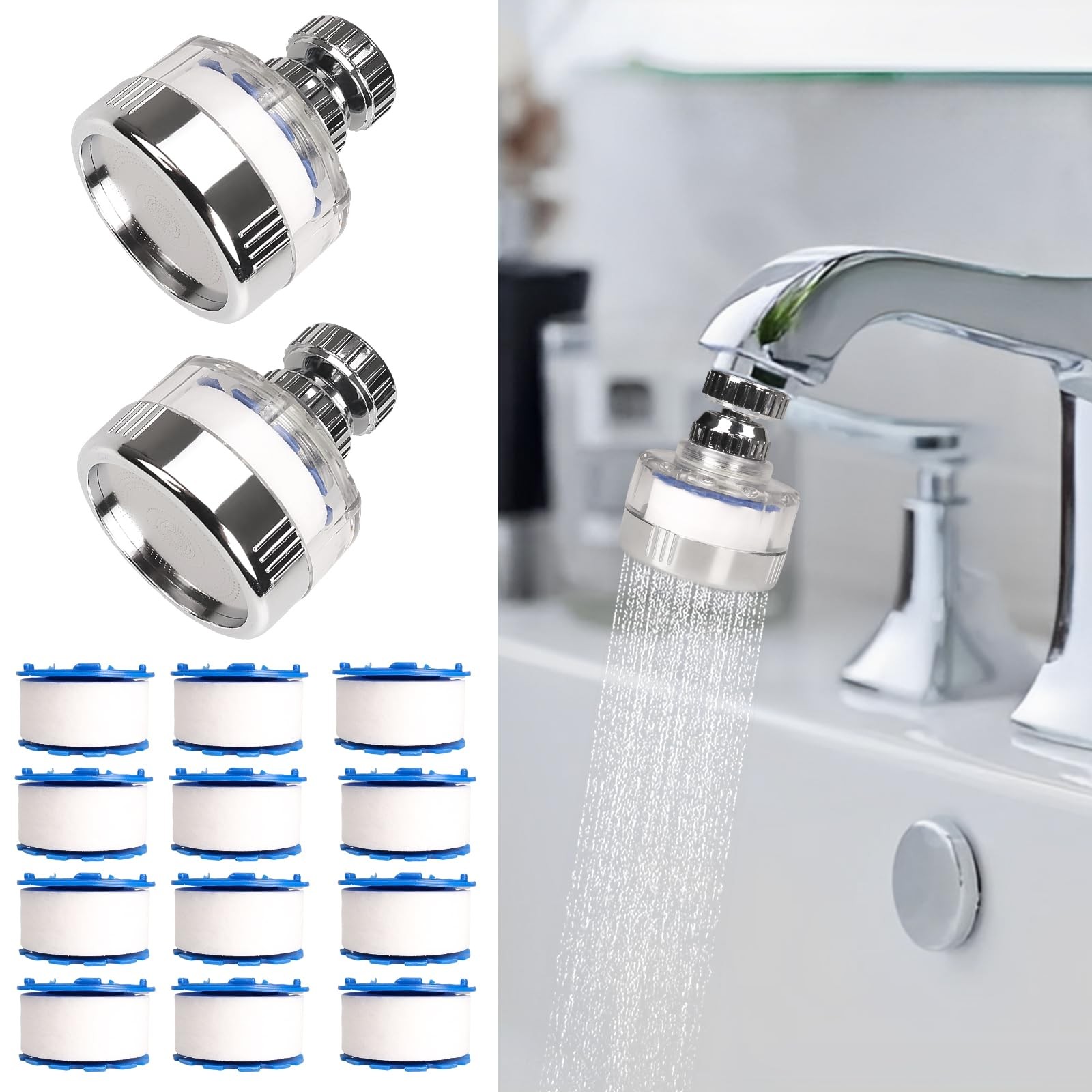 14 Pcs Sink Water Filter with Filter Elements Set, Universal Sink Faucet Filt…