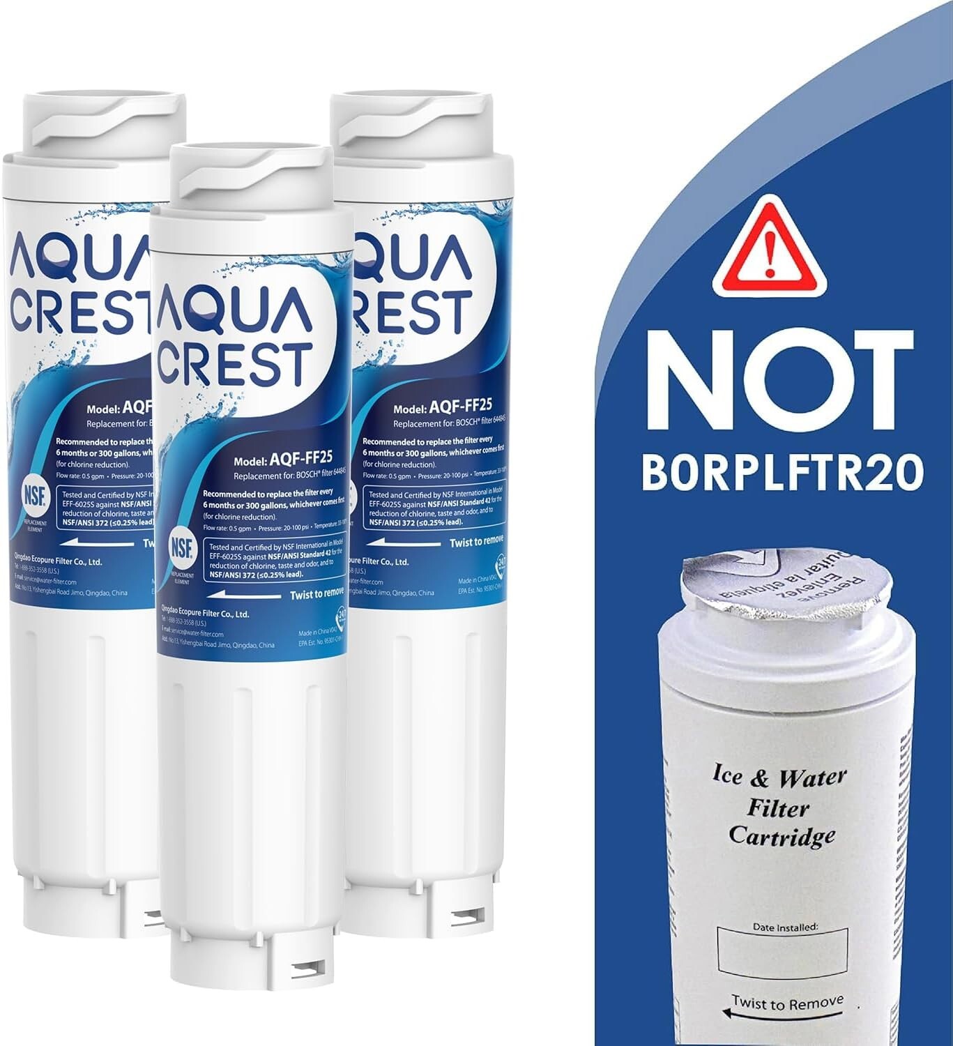 AQUA CREST 644845 Refrigerator Water Filter Replacement for Bosch® Ultra Clarity