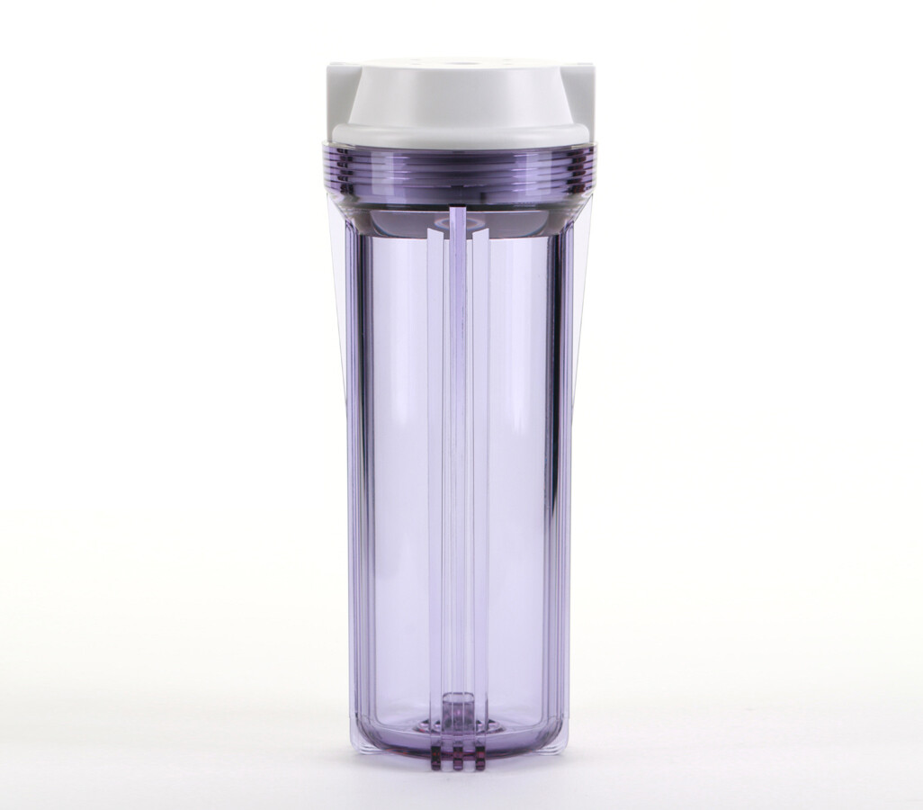 Hydronix 10″ Clear Housing w/ White Flat Cap, RO & Filtration Systems 3/8″ Ports