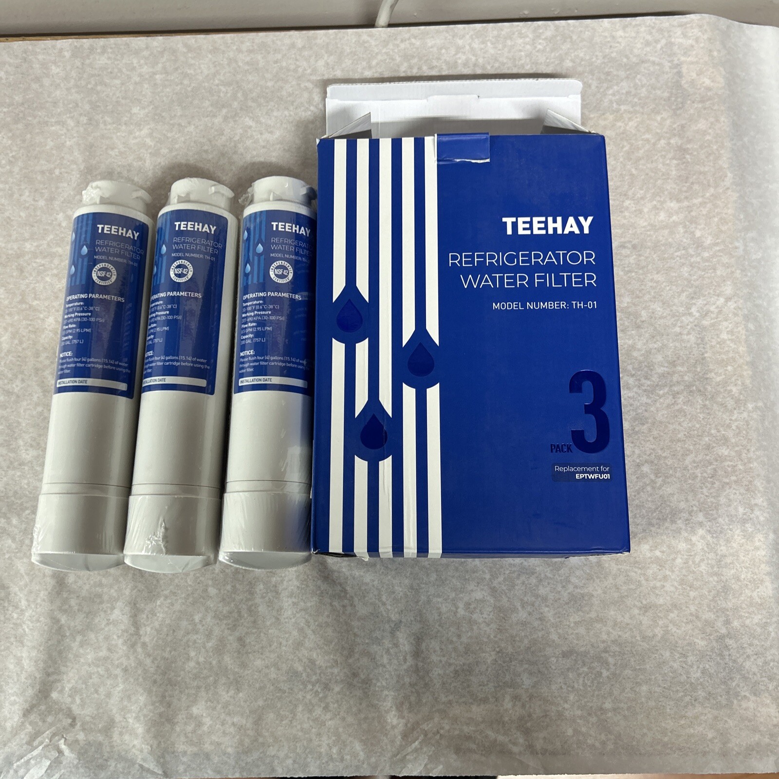 Teehay Replacement Water Filter TH-01 3PK Replacement For EPTWFU01