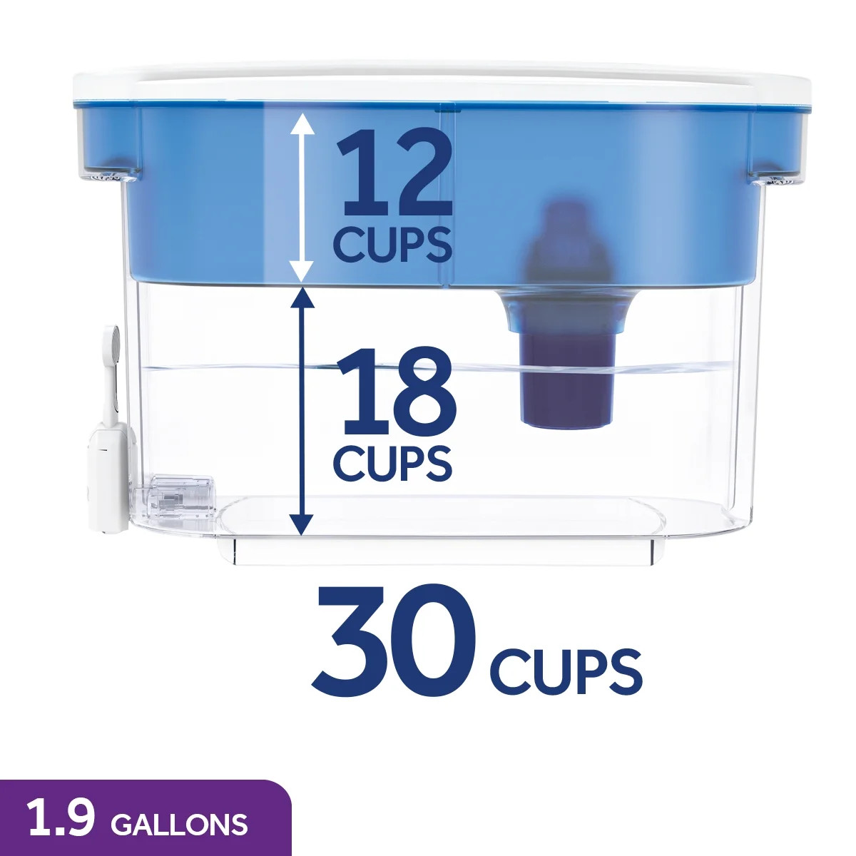30 Cup Dispenser Filtration System, Blue/White, DS1800Z