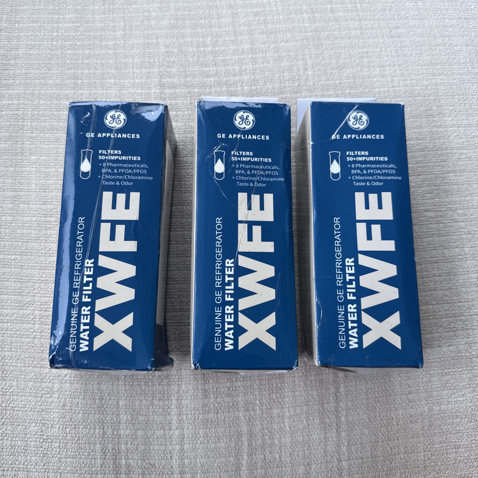 GE XWFE Water Filter 3 Pack Replacement Cartridge for GE Refrigerators – No Chip