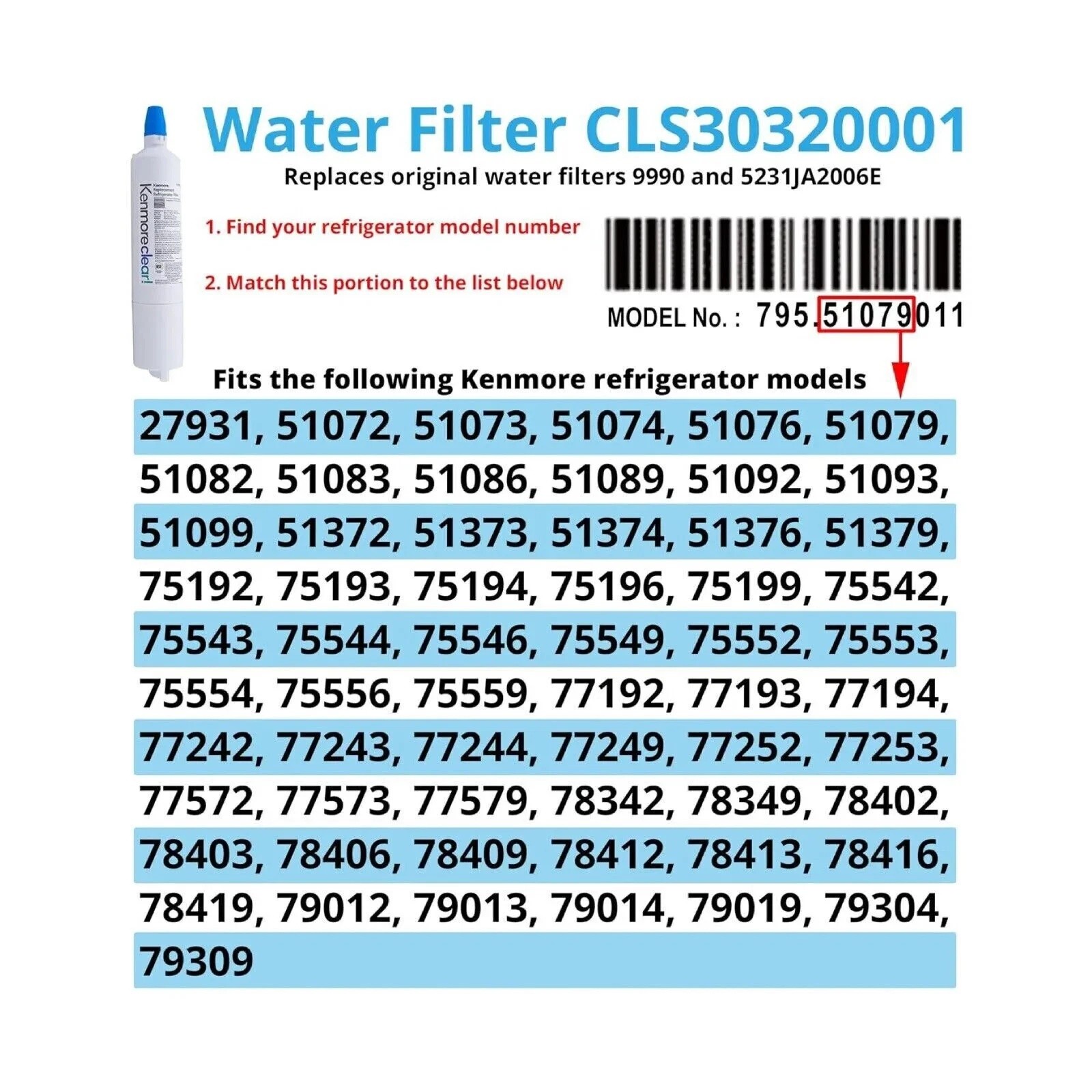 US 4PK KENMORECLEAR 9990 46-9990 5231JA2006A-S WFC2001 Refrigerator Water Filter