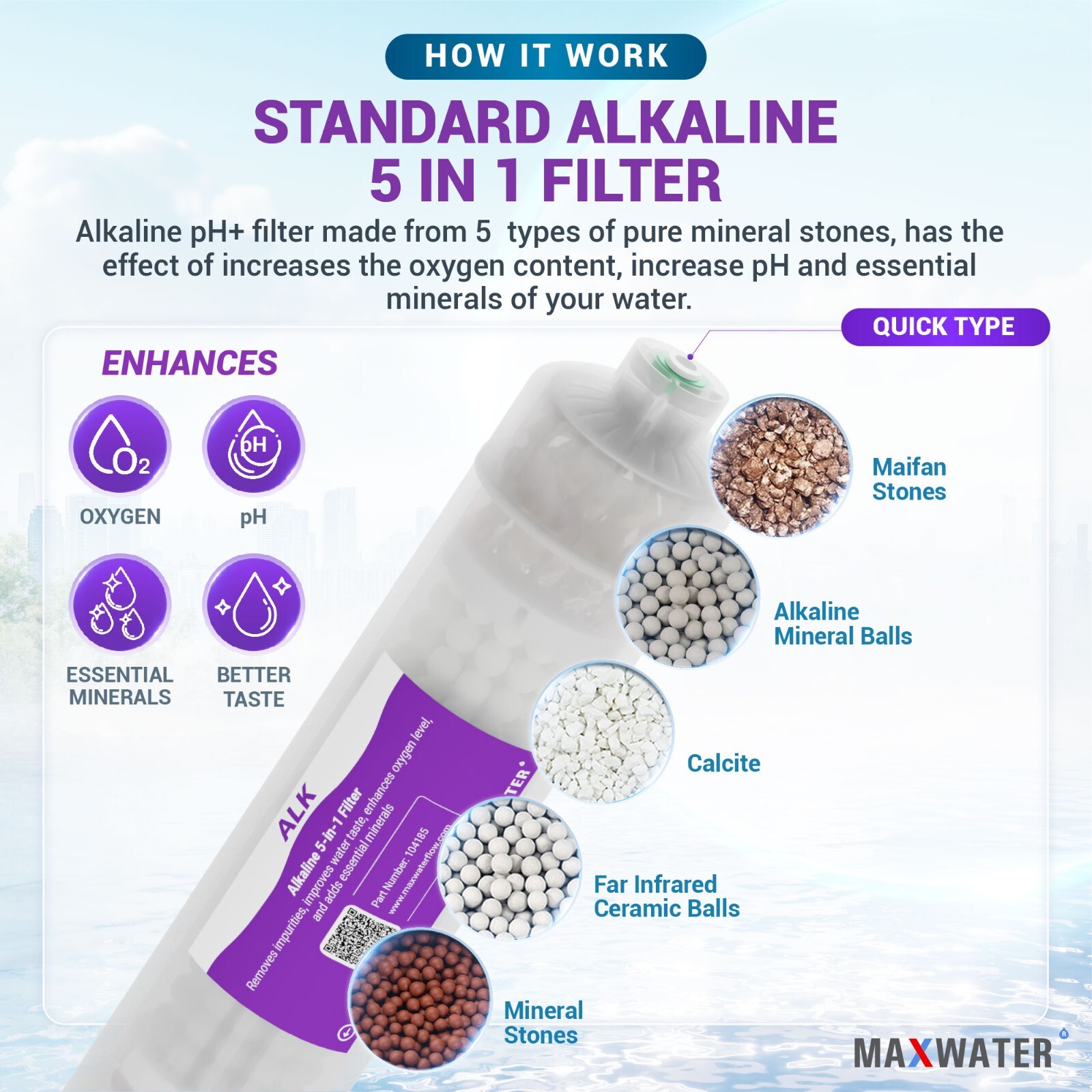 9 Stage Reverse Osmosis System Filter Set, 3 in1 Alkaline with UV 4 Pins Lamp