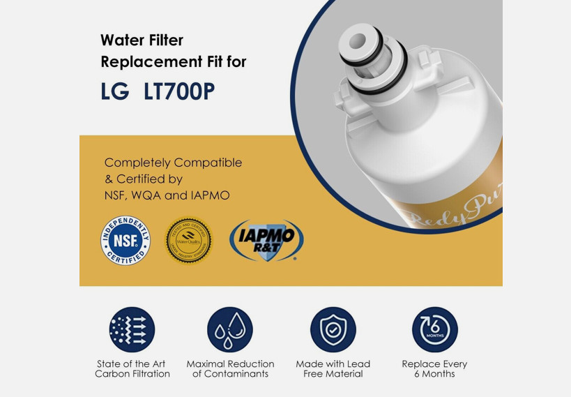 Redypure 6 Pack Refrigerator Water Filter Fit for LG LT700P ADQ36006101 46-9690