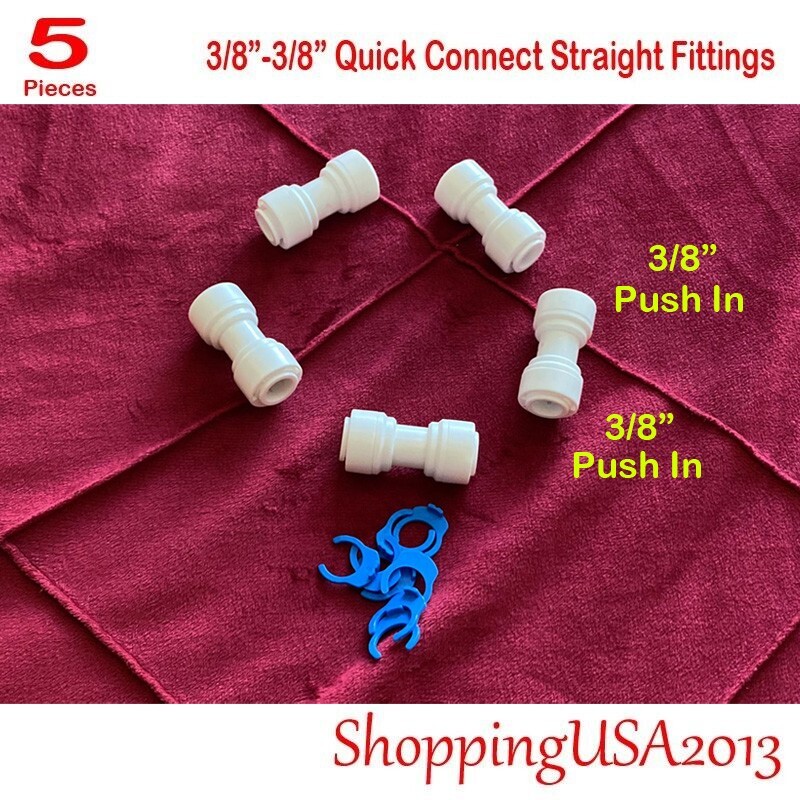 5 X 3/8-3/8 Quick Connect Straight Fitting Connection Push In Water Filter Ro