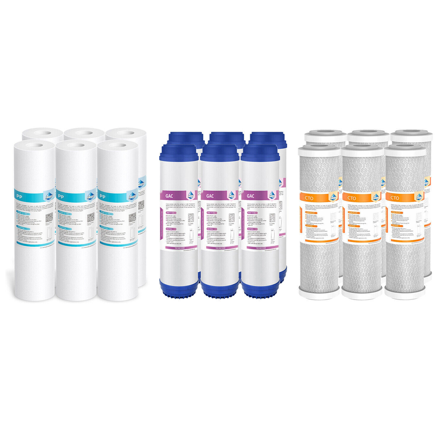 3-Stage Reverse Osmosis Sediment GAC Carbon Block Water Filter 1/2/3-Year Sets